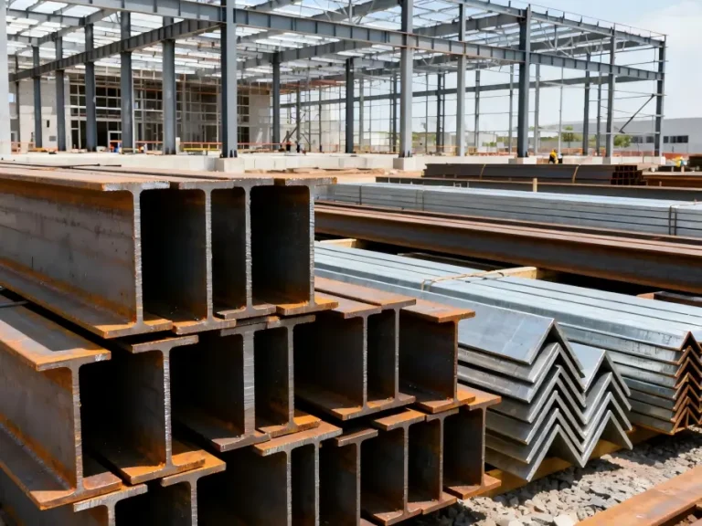 Structural steel products including H beams, I beams, channels and angles used for building construction